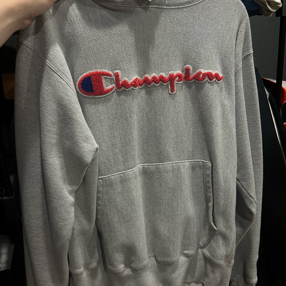 Champion Gray Sweatshirt Hoodie Classic Design